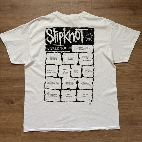 Slipknot North American Summer Tour Double Sided Size XL White T-Shirt 2016 - Picture 2 of 8